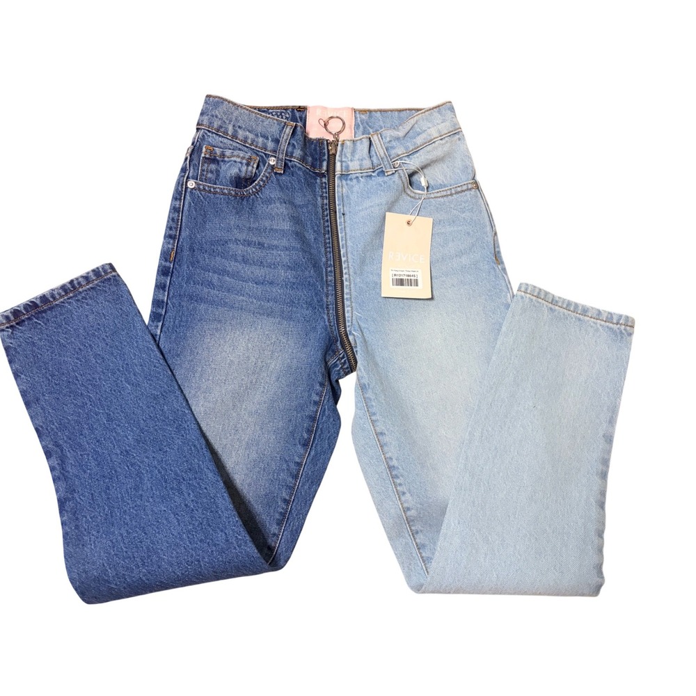 Revice Denim Yin‎ Yang Crops Jeans Tokyo Wash Size 24 Two Tone zip detail
